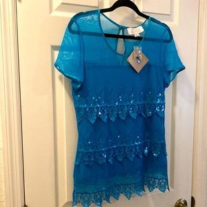 American Glamour (Badgley Mischka)Sequined Top